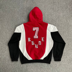 Rhude Basketball Red Black Color Block Hoodie