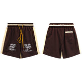 Rhude Dark Brown Embroidered Nylon Shorts