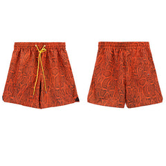 Rhude Orange Snake Print Nylon Shorts