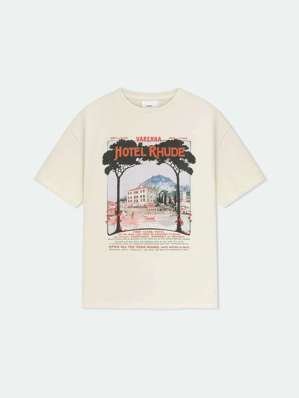 Rhude Hotel Rhude Villefranche Vintage Poster Oversized T‑Shirt Off‑White