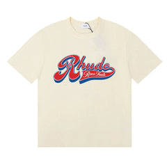 Rhude Retro Script Race Trust Logo Cream Oversized T‑Shirt
