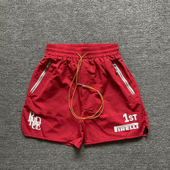 Rhude Red Nylon Racing Graphic Shorts