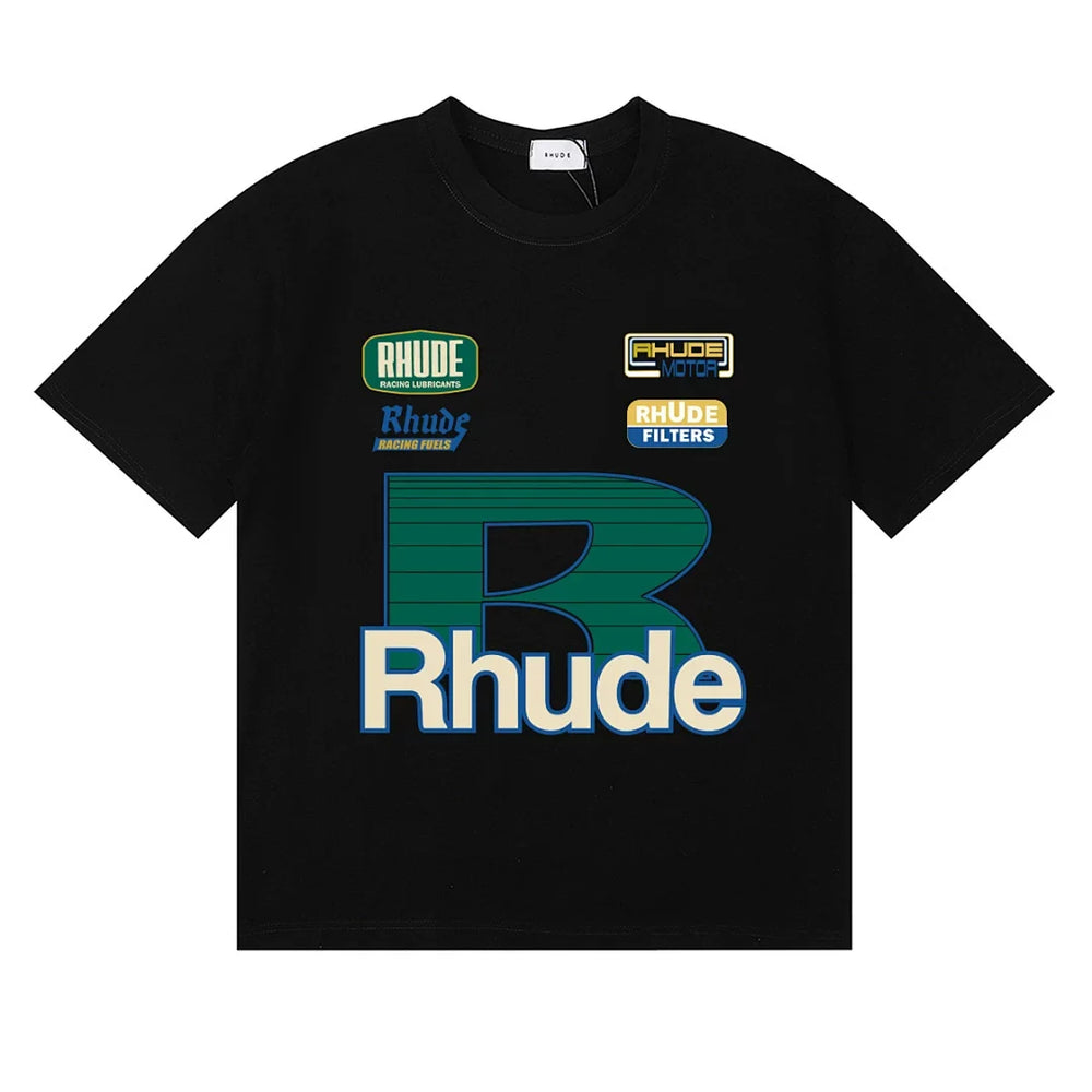 Rhude Big R Racing Logo Oversized Short Sleeve T‑Shirt