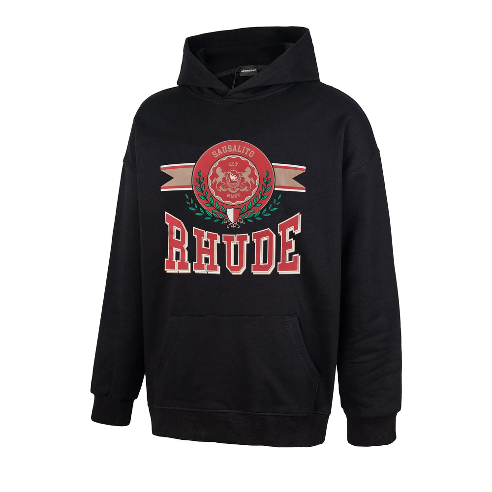 RHUDE Crest Badge Ribbon Graphic Hoodie Black