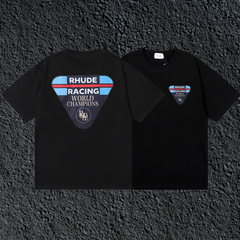 Rhude Racing World Champions Dual Sided Black Oversized T‑Shirt
