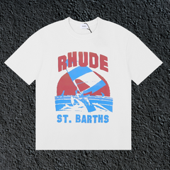 Rhude St.Barths Sailboat Sunset White Oversized T‑Shirt