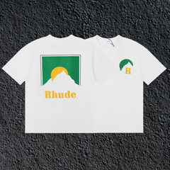 Rhude Sun Mountain Dual Sided Front Chest Back Panel White Oversized T‑Shirt ****