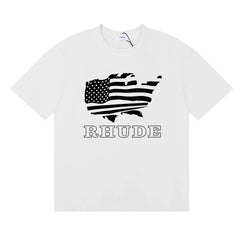 Rhude USA Map American Flag Graphic White Oversized T‑Shirt ****