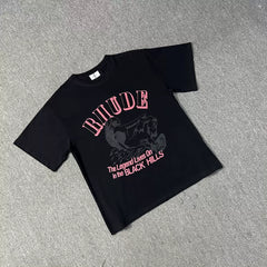Rhude Black Hills Vintage Graphic Oversized Short Sleeve T‑Shirt
