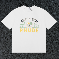 Rhude Beach Bum Palm Beach Retro Varsity White Oversized T‑Shirt