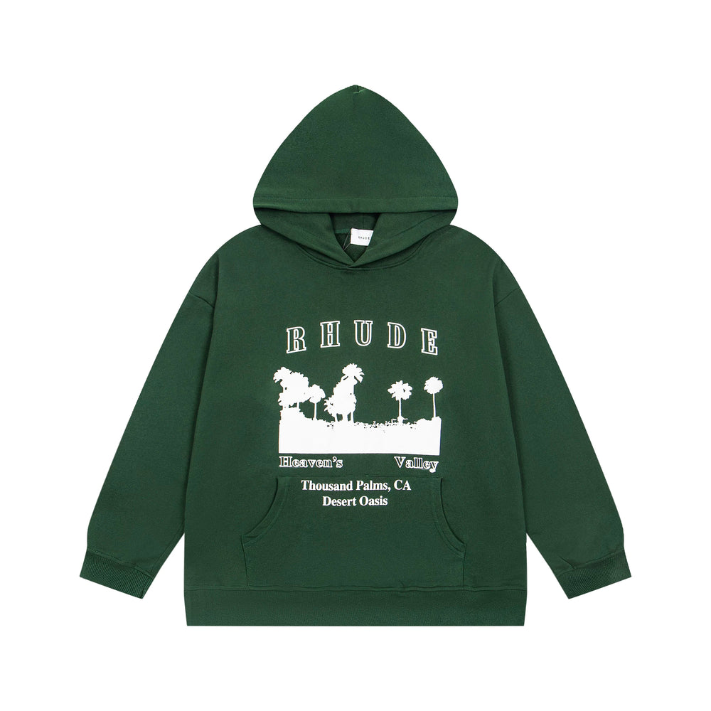 RHUDE Thousand Palms Desert Oasis Graphic Hoodie Forest Green