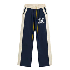 RHUDE East Hampton Color‑Block Wide Leg Sweatpants Navy Blue