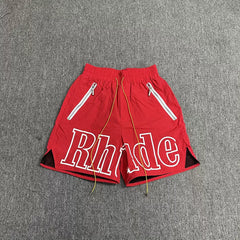 Rhude Red Big Logo Nylon Shorts