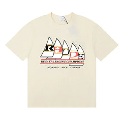Rhude Regatta Racing Champions Sailboat Monaco Cream Oversized T‑Shirt