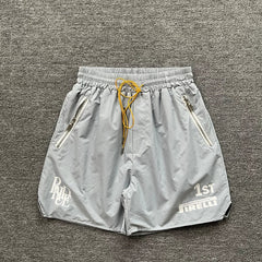 Rhude Grey Nylon Racing Graphic Shorts