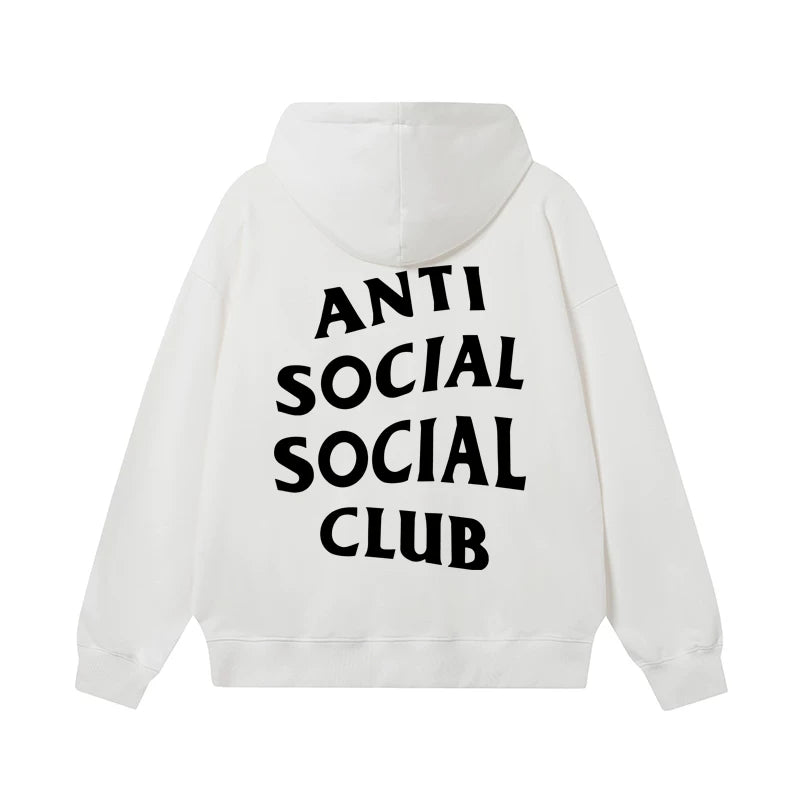 Anti Social Social Club Classic Black Logo White Hoodie