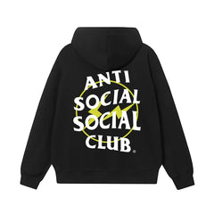 Anti Social Social Club Yellow Bolt Circle Logo Black Hoodie