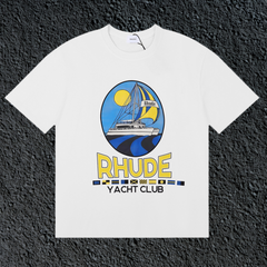 Rhude Yacht Club Oval Yacht Sun Nautical White Oversized T‑Shirt