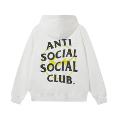 Anti Social Social Club Yellow Bolt Circle Logo White Hoodie