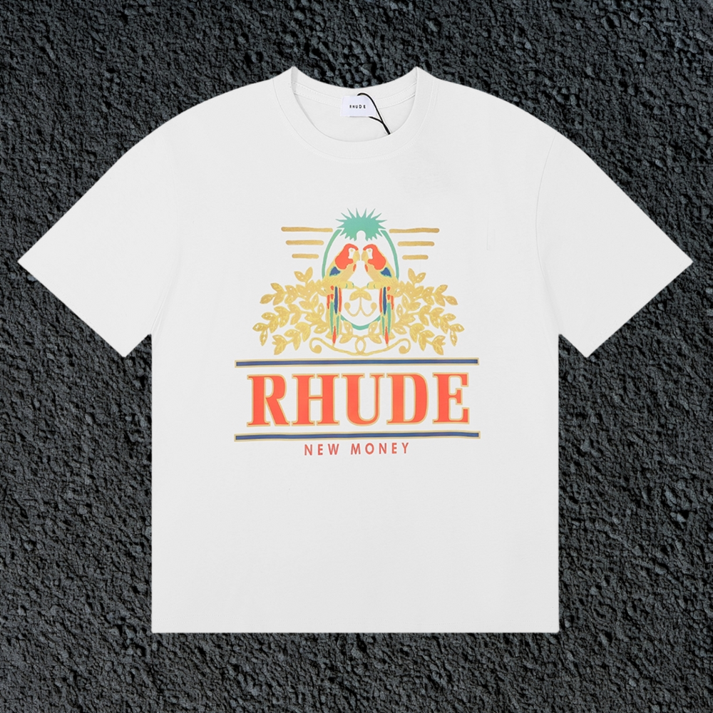 Rhude New Money Ornate Crest White Oversized T‑Shirt