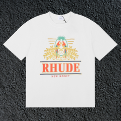 Rhude New Money Ornate Crest White Oversized T‑Shirt