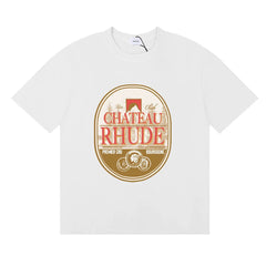 Rhude Chateau Rhude Vintage Wine Label White Oversized T‑Shirt