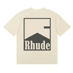 **Rhude** Minimal Vintage Square‑Frame Mountain Print Casual T‑Shirt