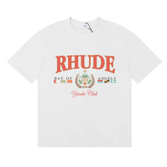 Rhude Yacht Club Bay Of Angels Flag Crest Vintage White Oversized T‑Shirt