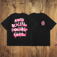 ASSC Black Tee – Pink Brush Print