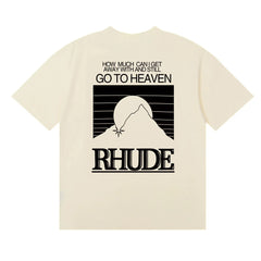 Rhude Vintage Typography Back‑Art Crew Neck Casual Short‑Sleeve Tee