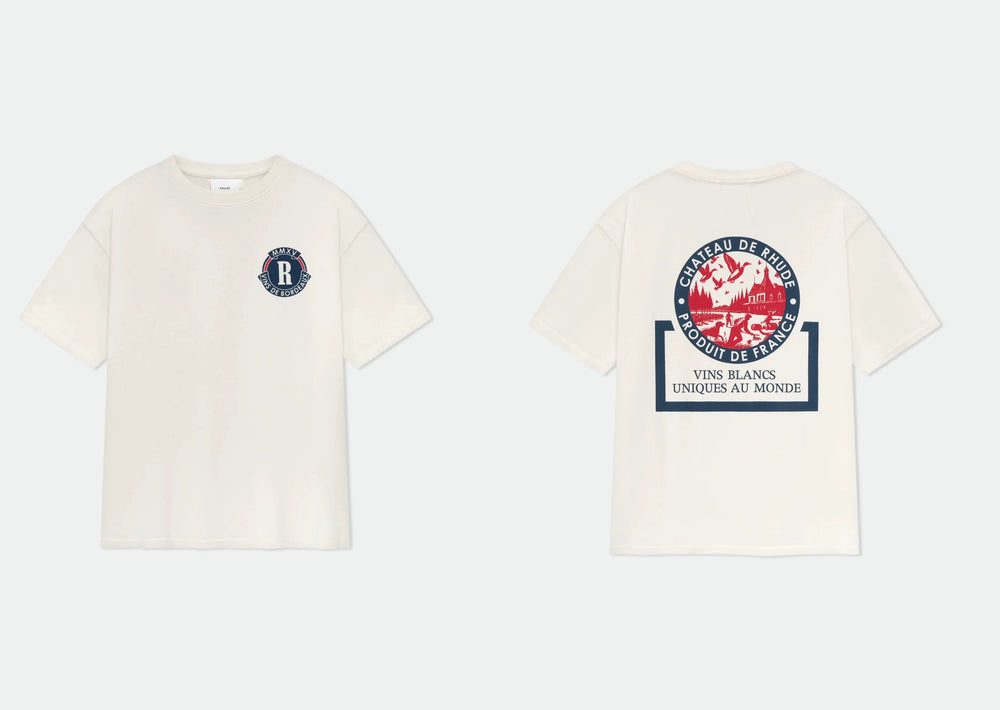 Rhude Chateau De Rhude Wine Label Dual‑Sided Oversized T‑Shirt Off‑White