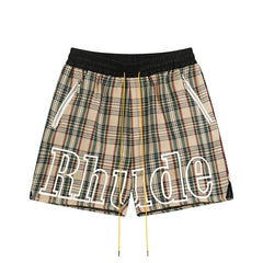 Rhude Plaid Big Outline Logo Shorts