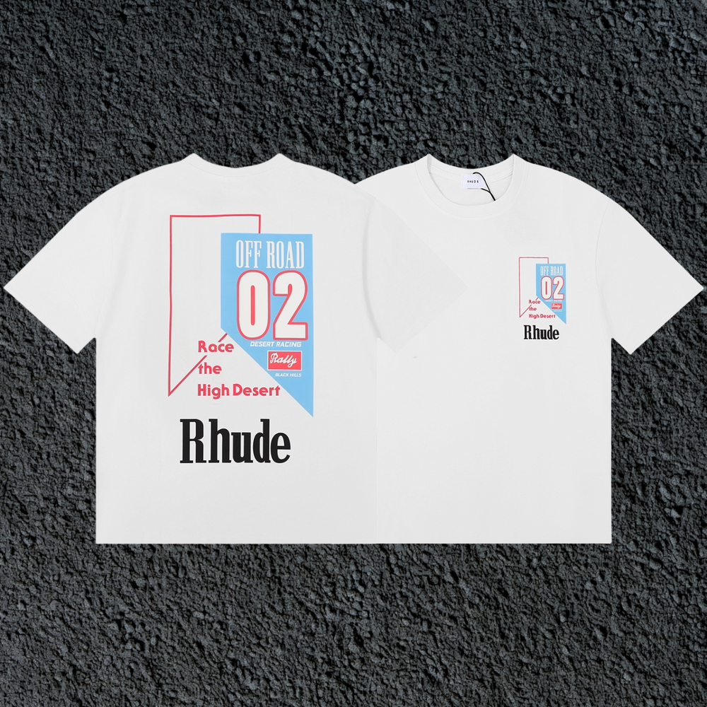 Rhude Off Road 02 High Desert Racing Dual Sided White Oversized T‑Shirt