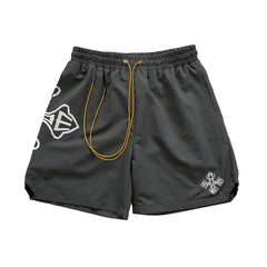 Rhude Cross Graphic Dark Grey Nylon Shorts
