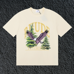 Rhude Futuristic Eagle Forest Vintage Cream Oversized T‑Shirt