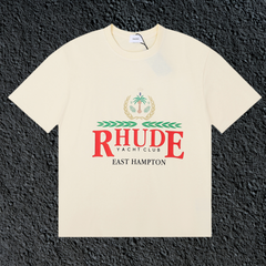 Rhude East Hampton Yacht Club Palm Crest Vintage Cream Oversized T‑Shirt