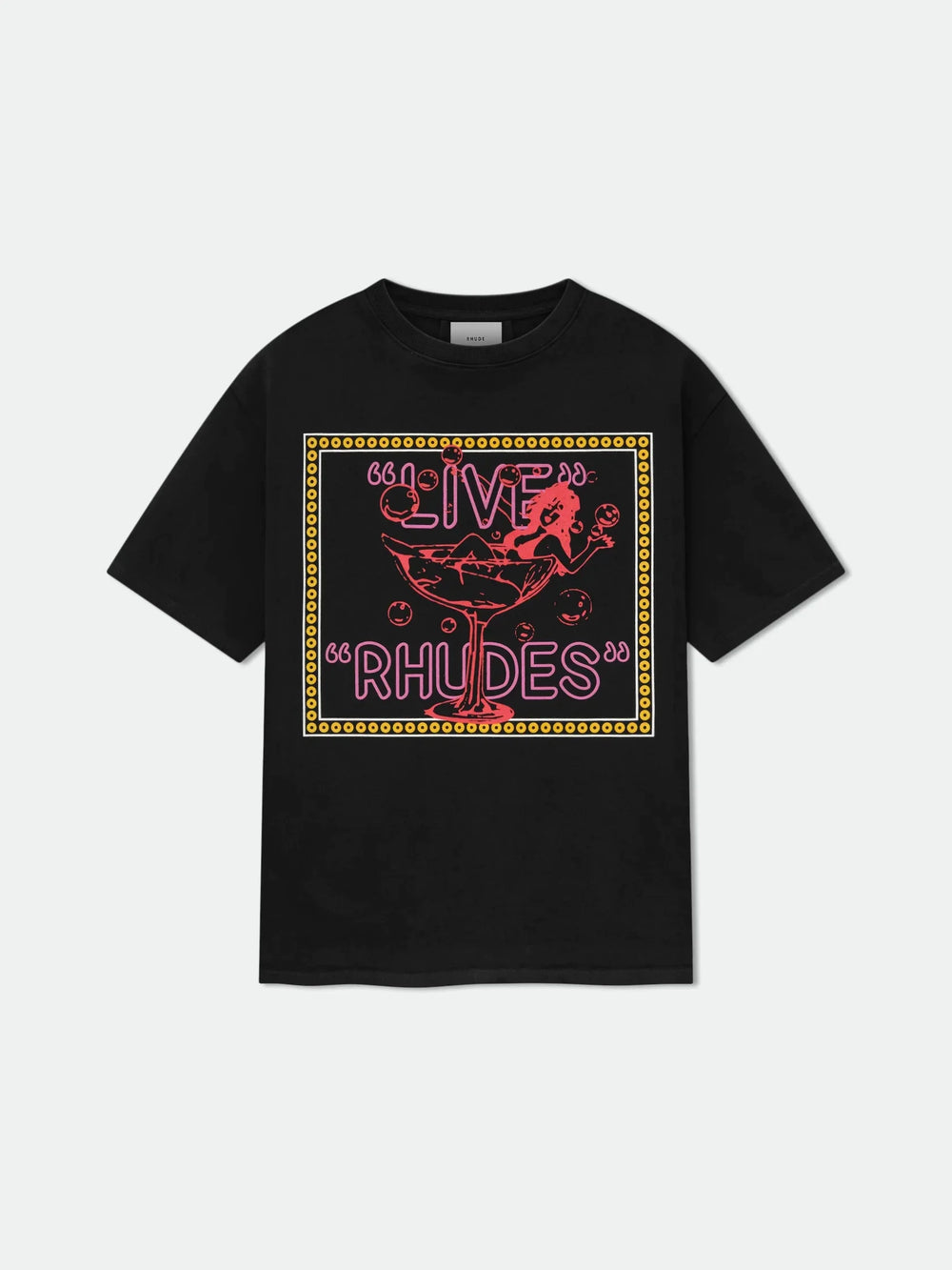 Rhude Live Rhudes Cocktail Frame Graphic Oversized T‑Shirt Black