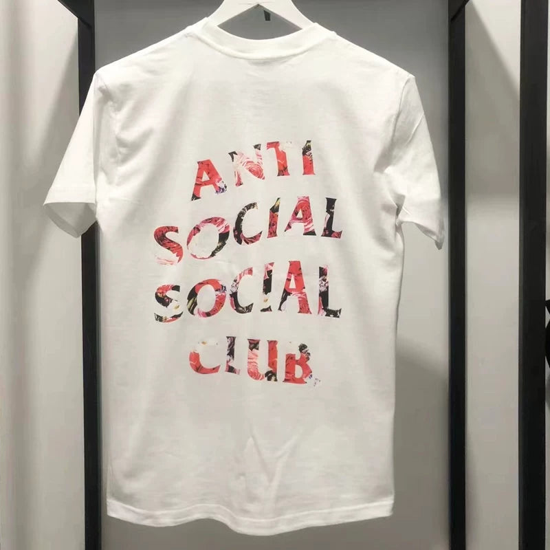 ASSC White Tee – Red Flower Logo Print