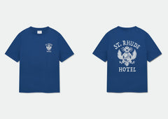 **Rhude St.Rhude Hotel Eagle Crest Dual‑Sided Oversized T‑Shirt Blue