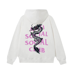 Anti Social Social Club Black Dragon Purple Logo White Hoodie