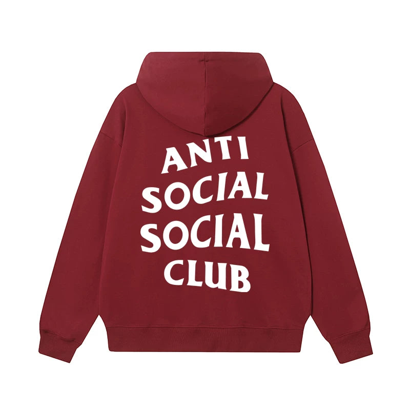 Anti Social Social Club Classic White Logo Burgundy Hoodie