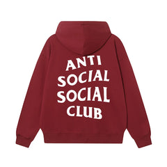 Anti Social Social Club Classic White Logo Burgundy Hoodie