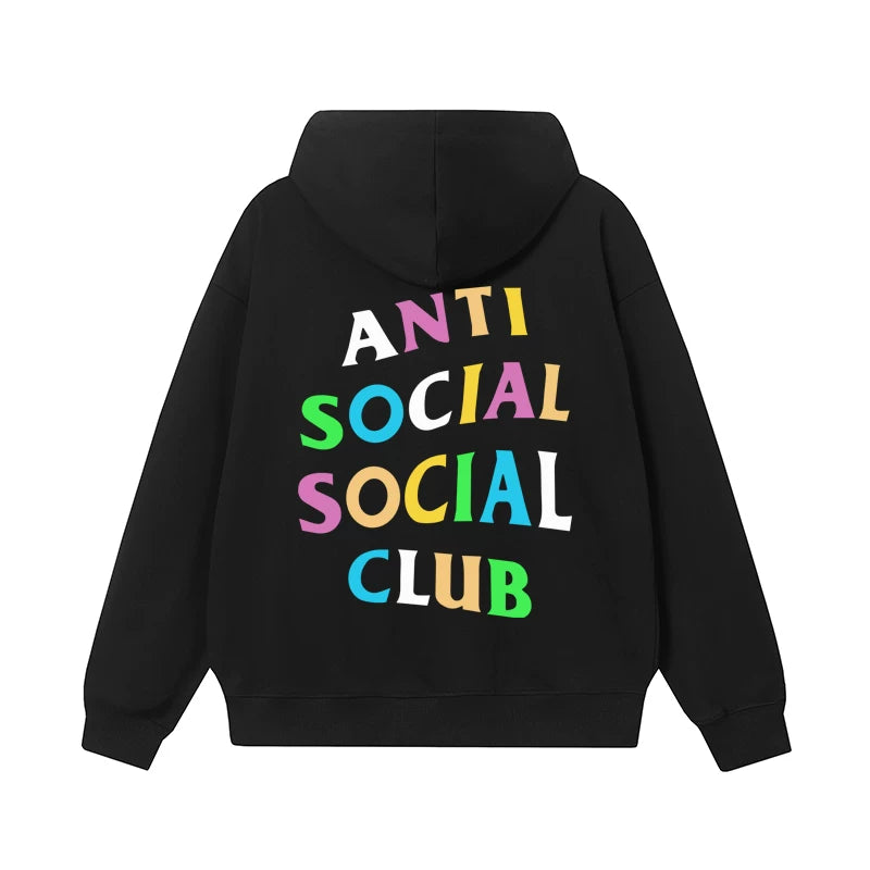 Anti Social Social Club Multicolor Block Letter Black Hoodie