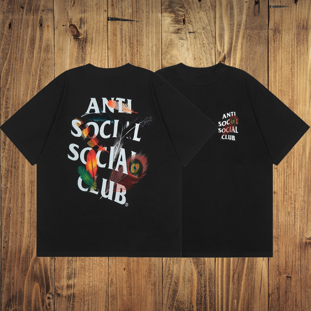ASSC Black Tee – Feather Back Print