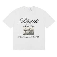 Rhude Monte Carlo Heaven On Earth Vintage Photo Print White Oversized T‑Shirt