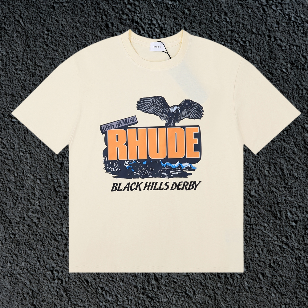 Rhude Black Hills Derby Eagle Mountain Cream Oversized T‑Shirt