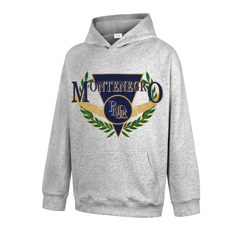 RHUDE Montenegro Laurel Crest Graphic Hoodie Light Heather Grey
