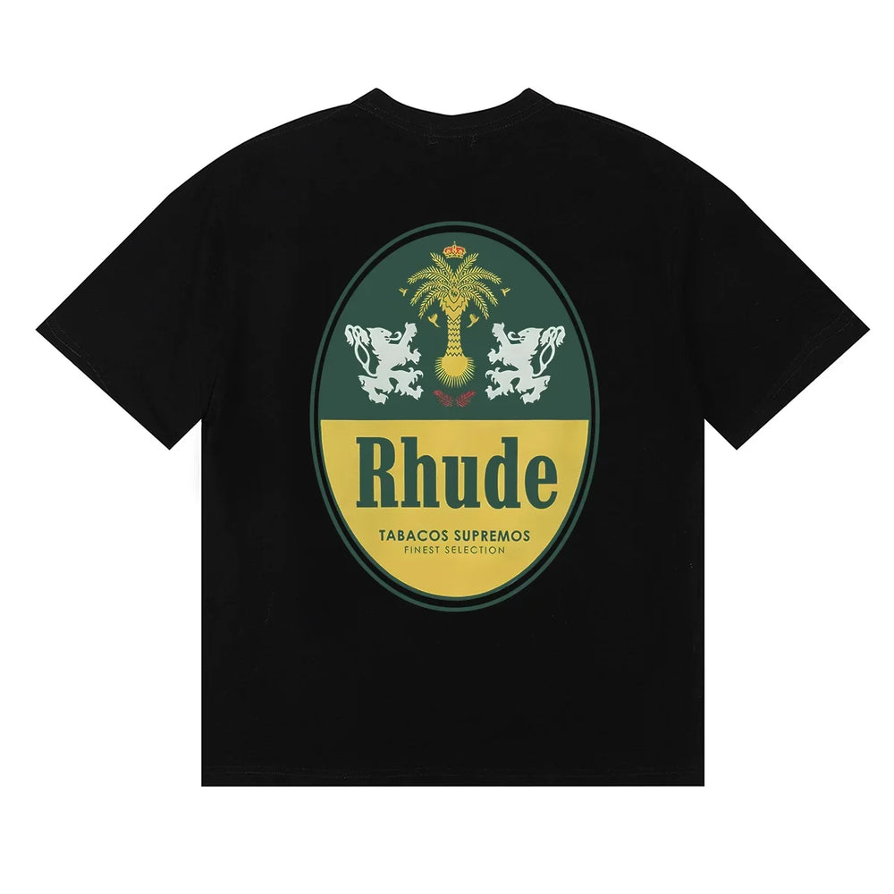 Rhude Vintage Oval Crest Back Logo Black Oversized T‑Shirt