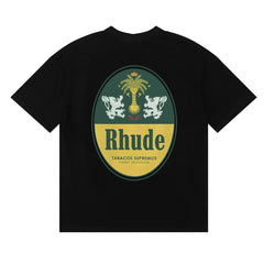 Rhude Vintage Oval Crest Back Logo Black Oversized T‑Shirt