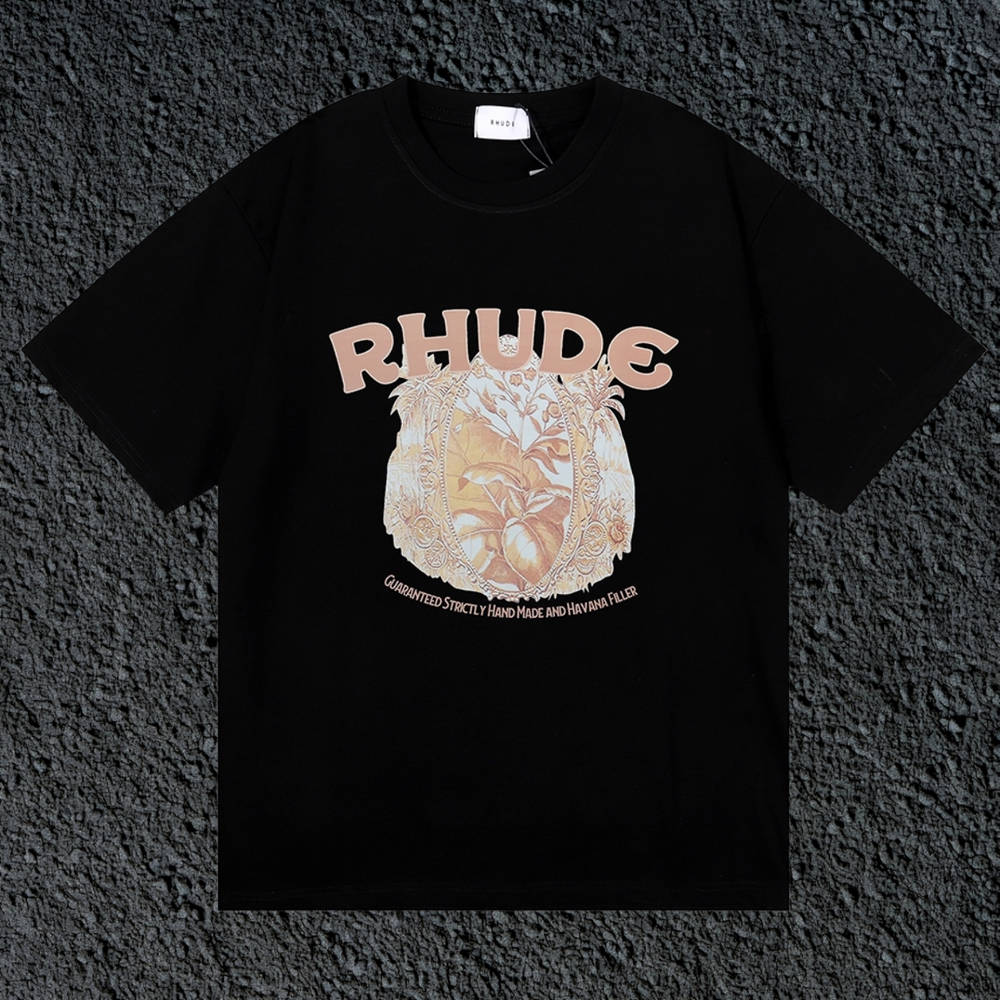 Rhude Vintage Palm Globe Black Oversized T‑Shirt